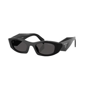 New PRADA Sunglasses PRB16S 16K08Z Black Oval Cat Eye Symbole Logo
